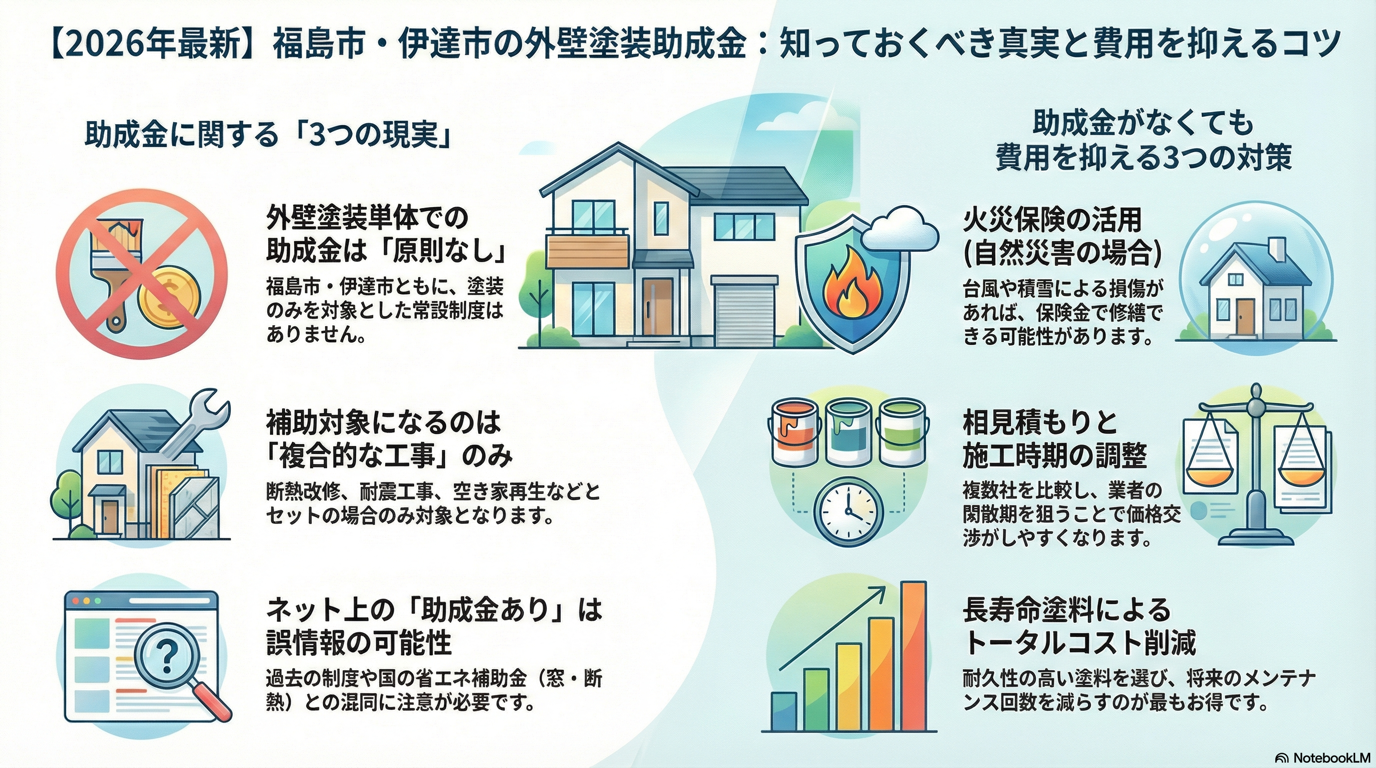 【2026年最新】福島市・伊達市の外壁塗装助成金を徹底解説｜本当に使える制度はある？ 🏠 02