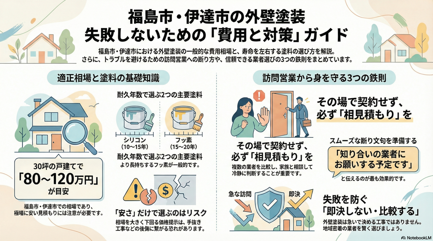 【福島市・伊達市】築6〜10年で「防水機能が落ちている」と訪問業者に言われたら？ 🚨 02