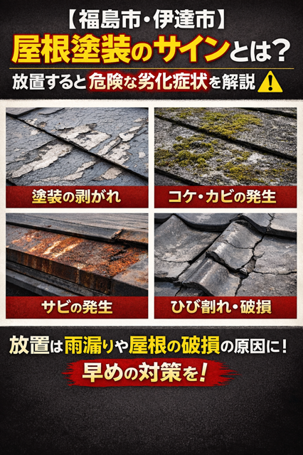 【福島市・伊達市】屋根塗装のサインとは？放置すると危険な劣化症状を解説 ⚠️