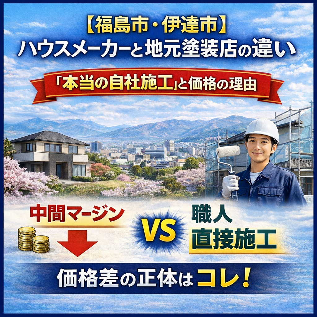 【福島市・伊達市】ハウスメーカーと地元塗装店の違い｜”本当の自社施工”と価格の理由