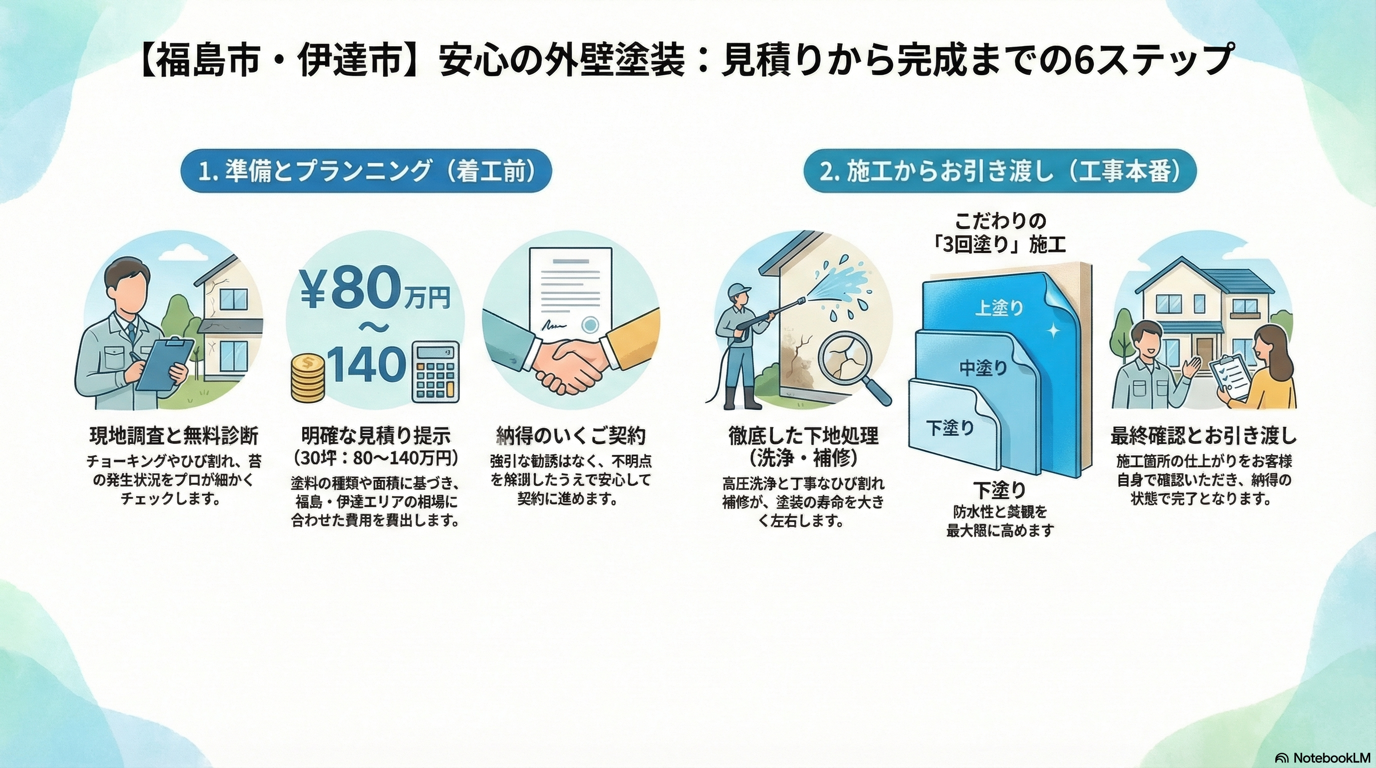 外壁塗装工事の流れ｜見積りから完成までわかりやすく解説🏠【福島市・伊達市】 02