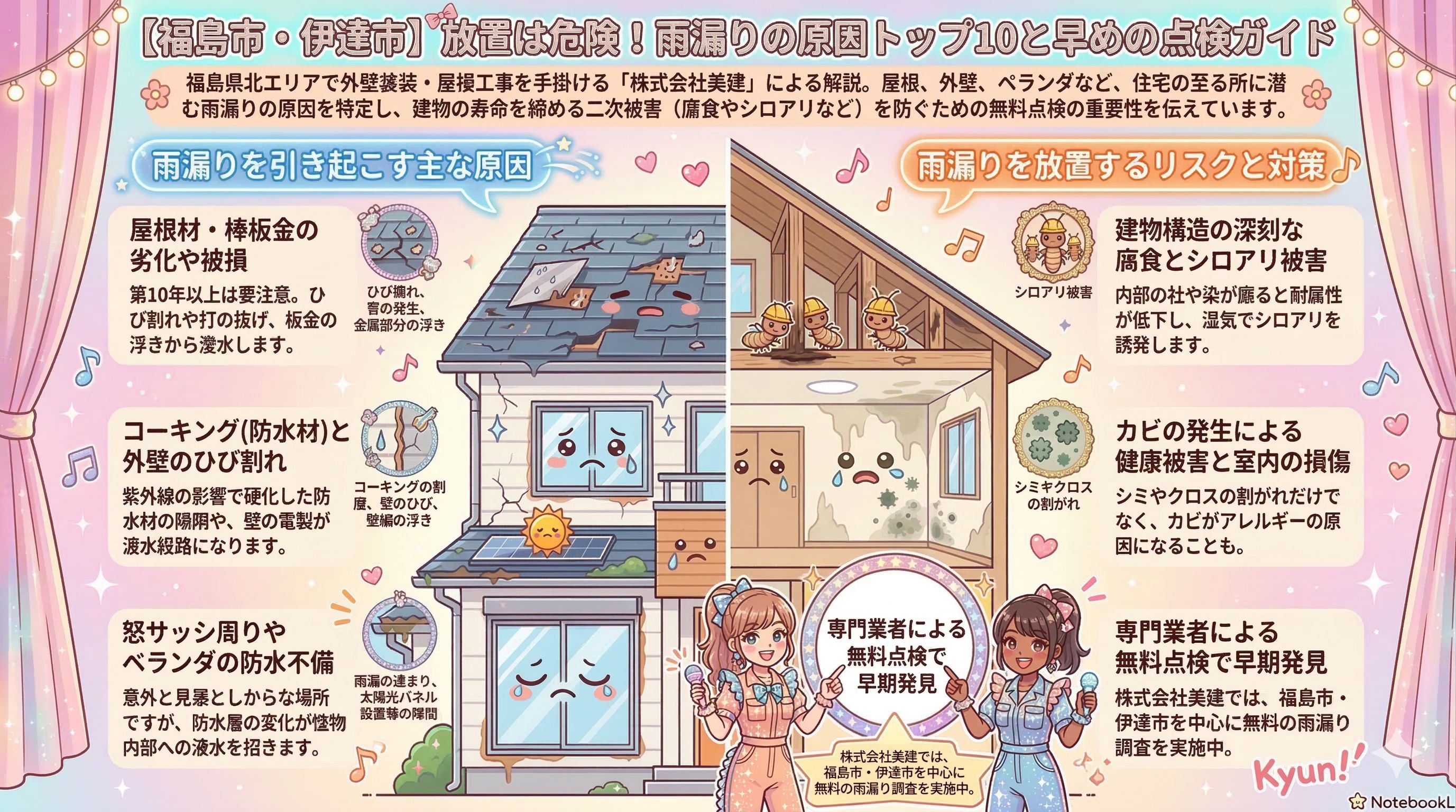 雨漏りの原因トップ10｜放置すると危険？早めの点検がおすすめ☔【福島市・伊達市】 02