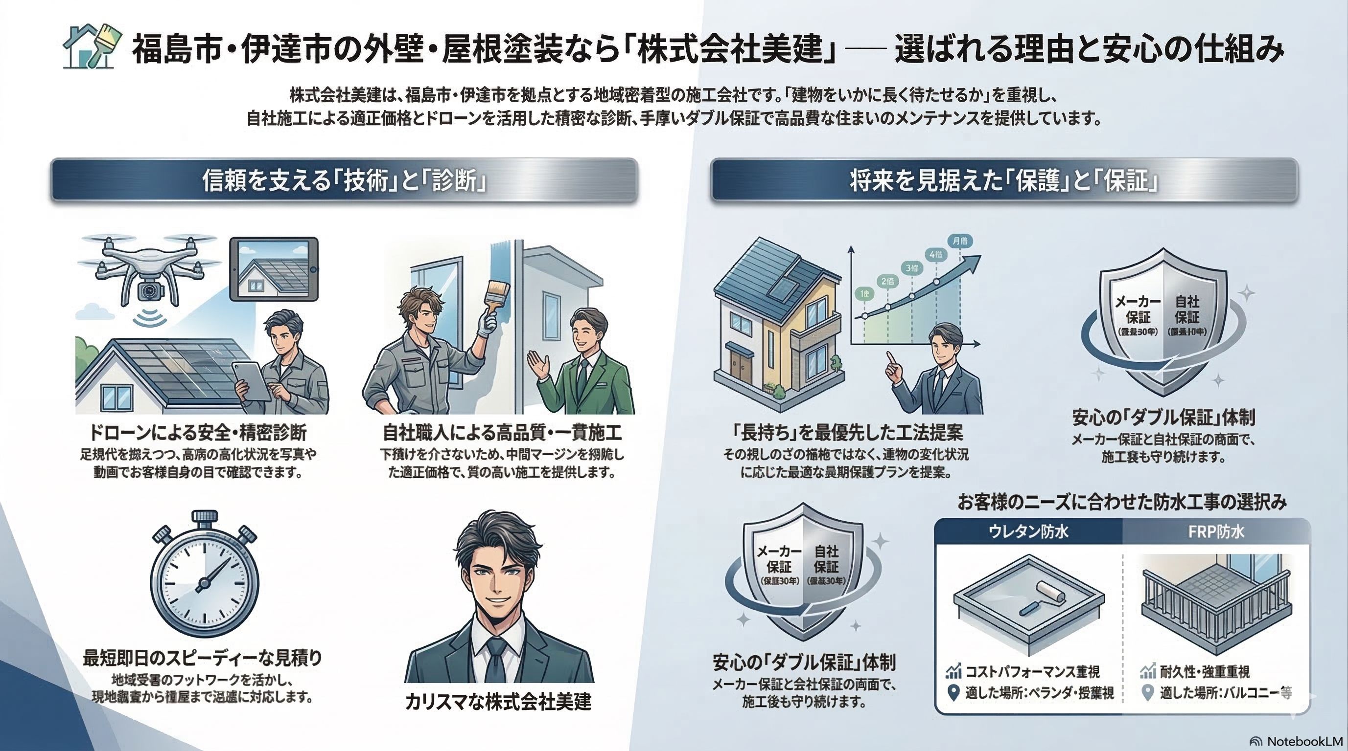 株式会社美建の特徴と選ばれる理由【福島市・伊達市の外壁・屋根塗装・防水工事】 02