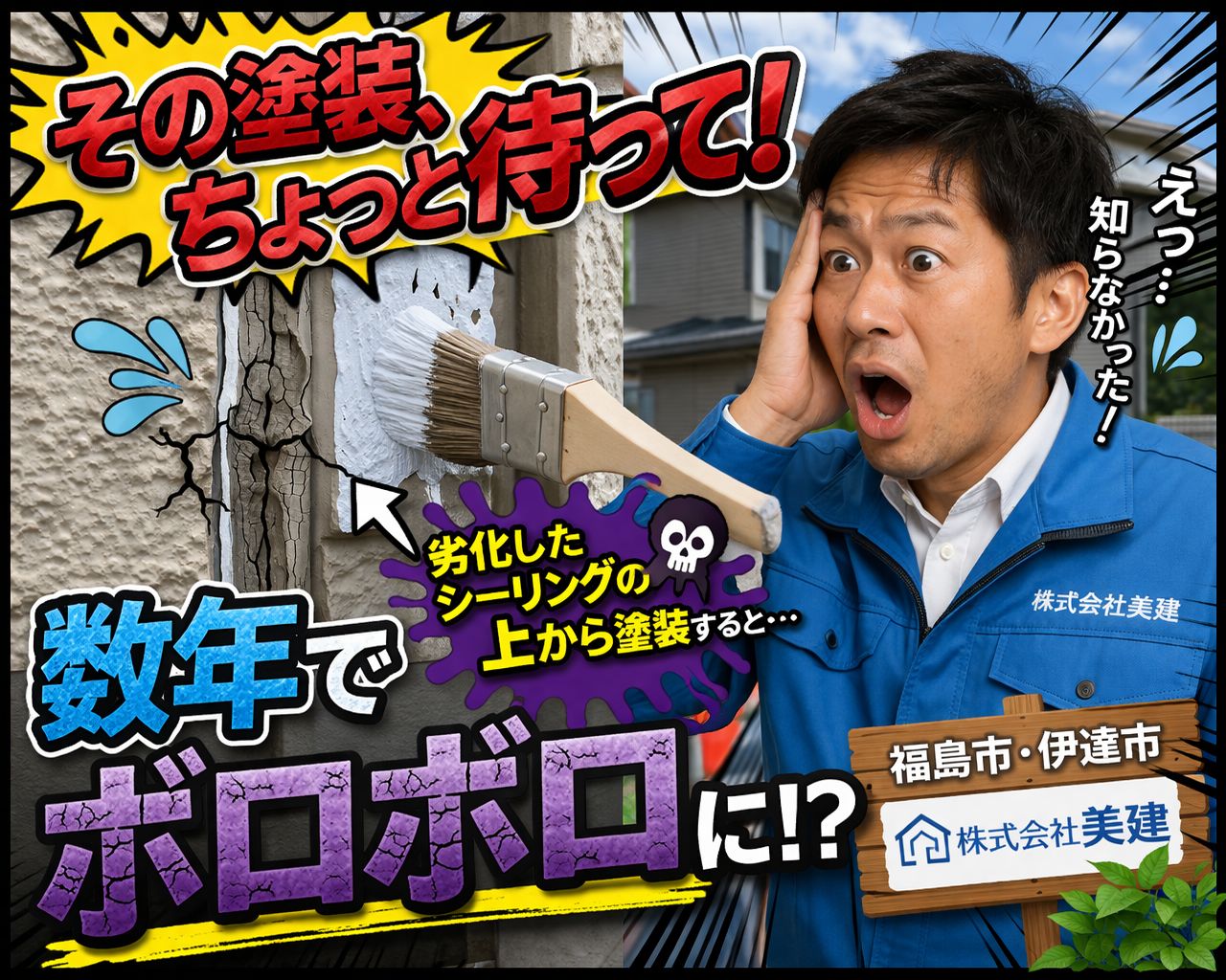 シーリング（コーキング）の寿命は何年？劣化サインと打ち替え時期を解説【福島市・伊達市】