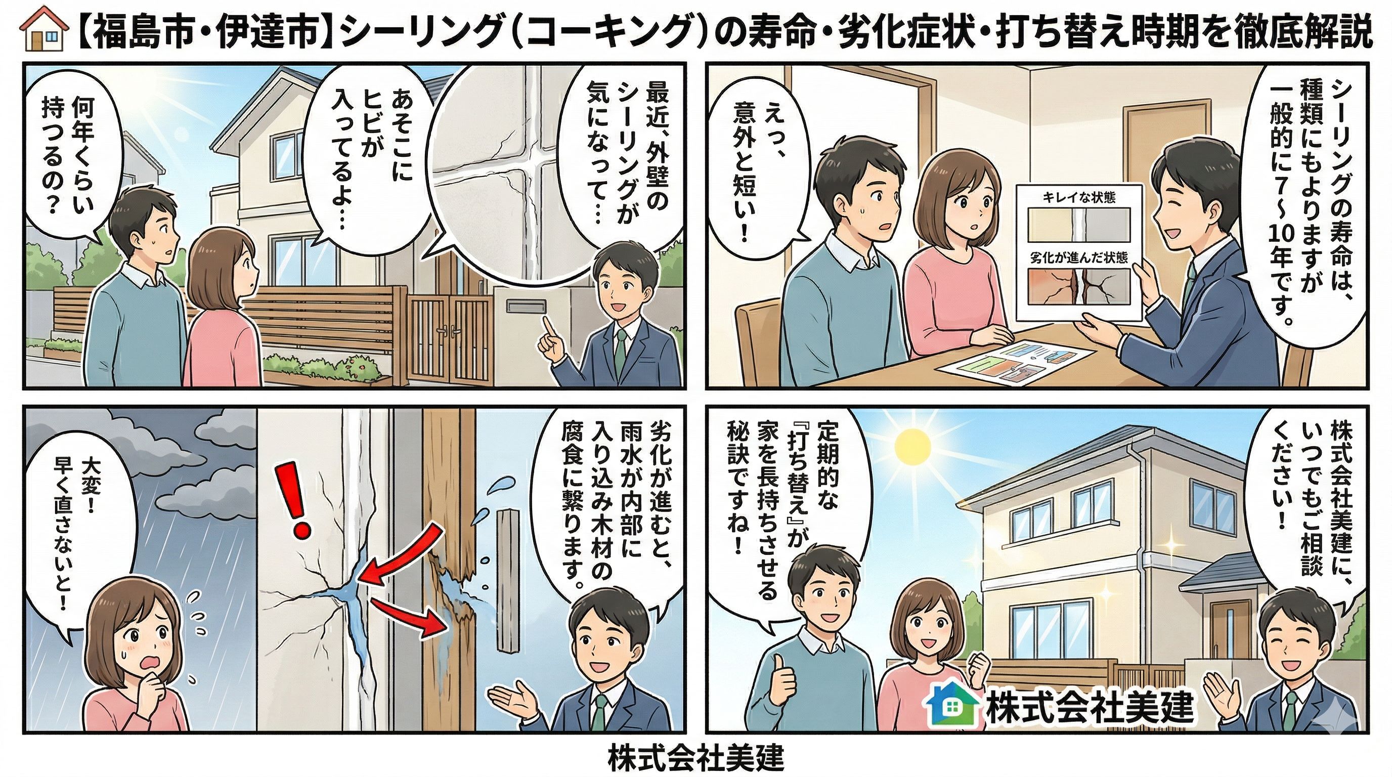 シーリング(コーキング)の寿命は何年?劣化サインと打ち替え時期を解説【福島市・伊達市】 02