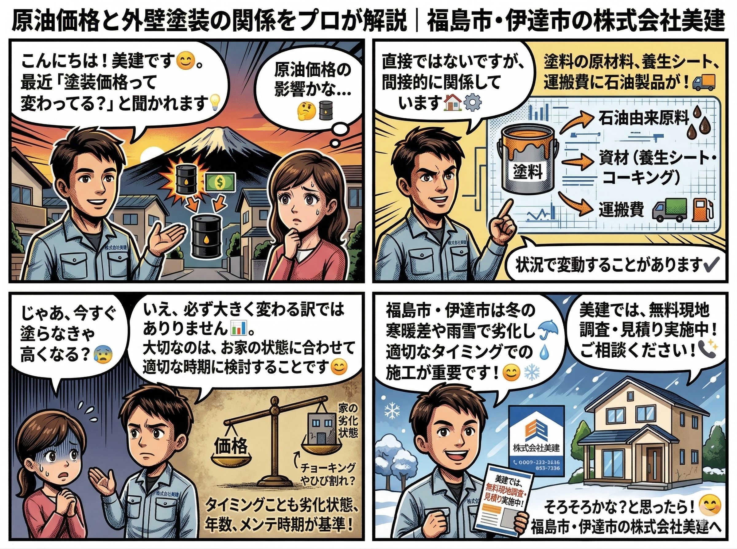 📊 原油価格と外壁塗装の関係をプロが解説｜福島市・伊達市の株式会社美建 02