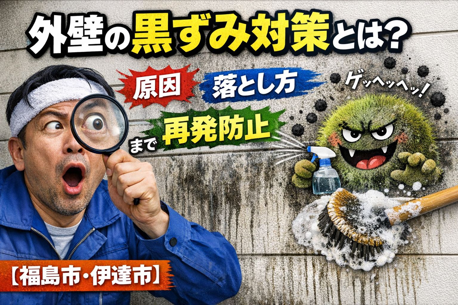 外壁の黒ずみ対策とは？原因・落とし方・再発防止まで徹底解説🏠【福島市・伊達市】