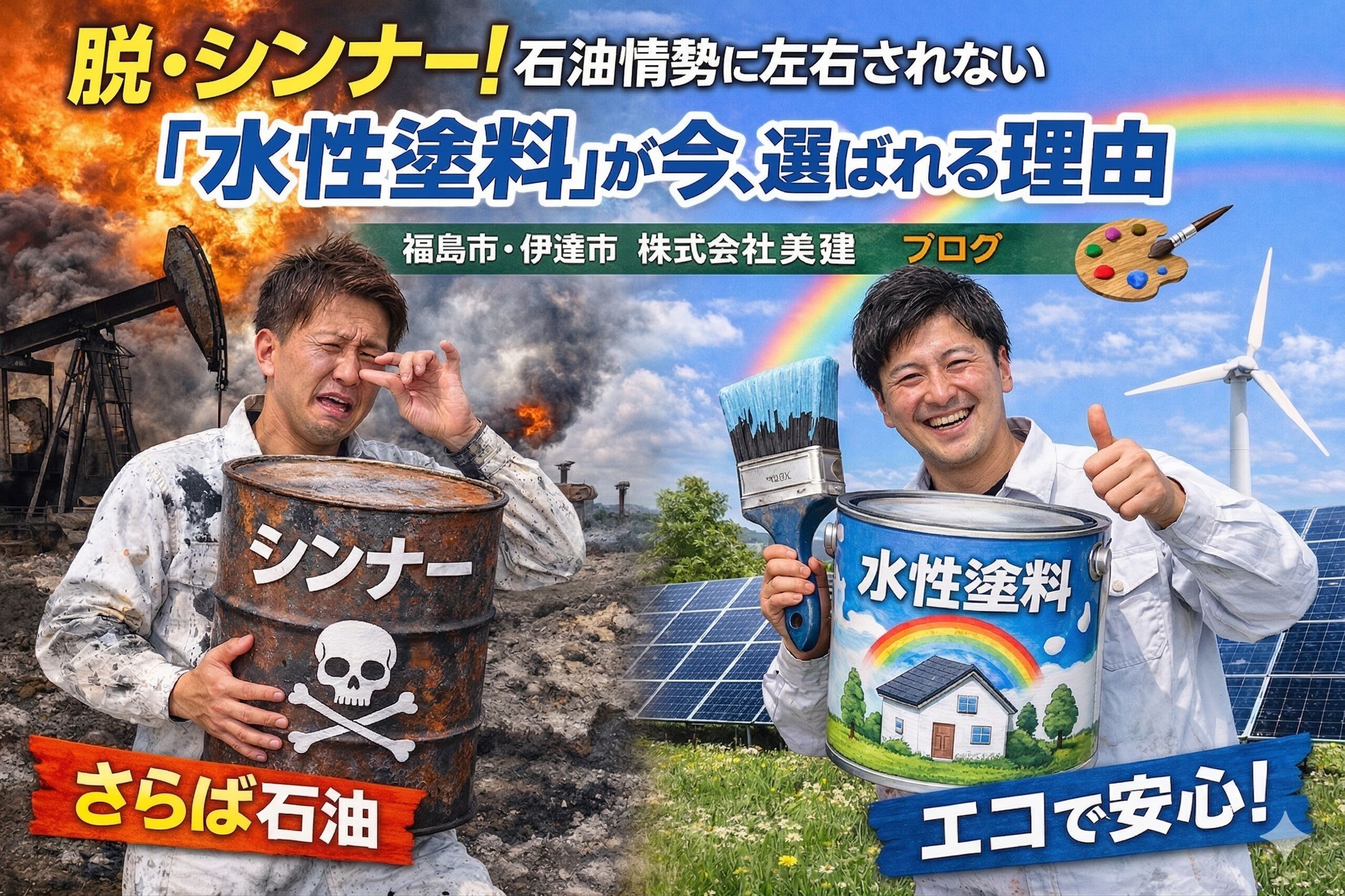 脱・シンナー！石油情勢に左右されない「水性塗料」が今、選ばれる理由｜福島市・伊達市 株式会社美建🎨