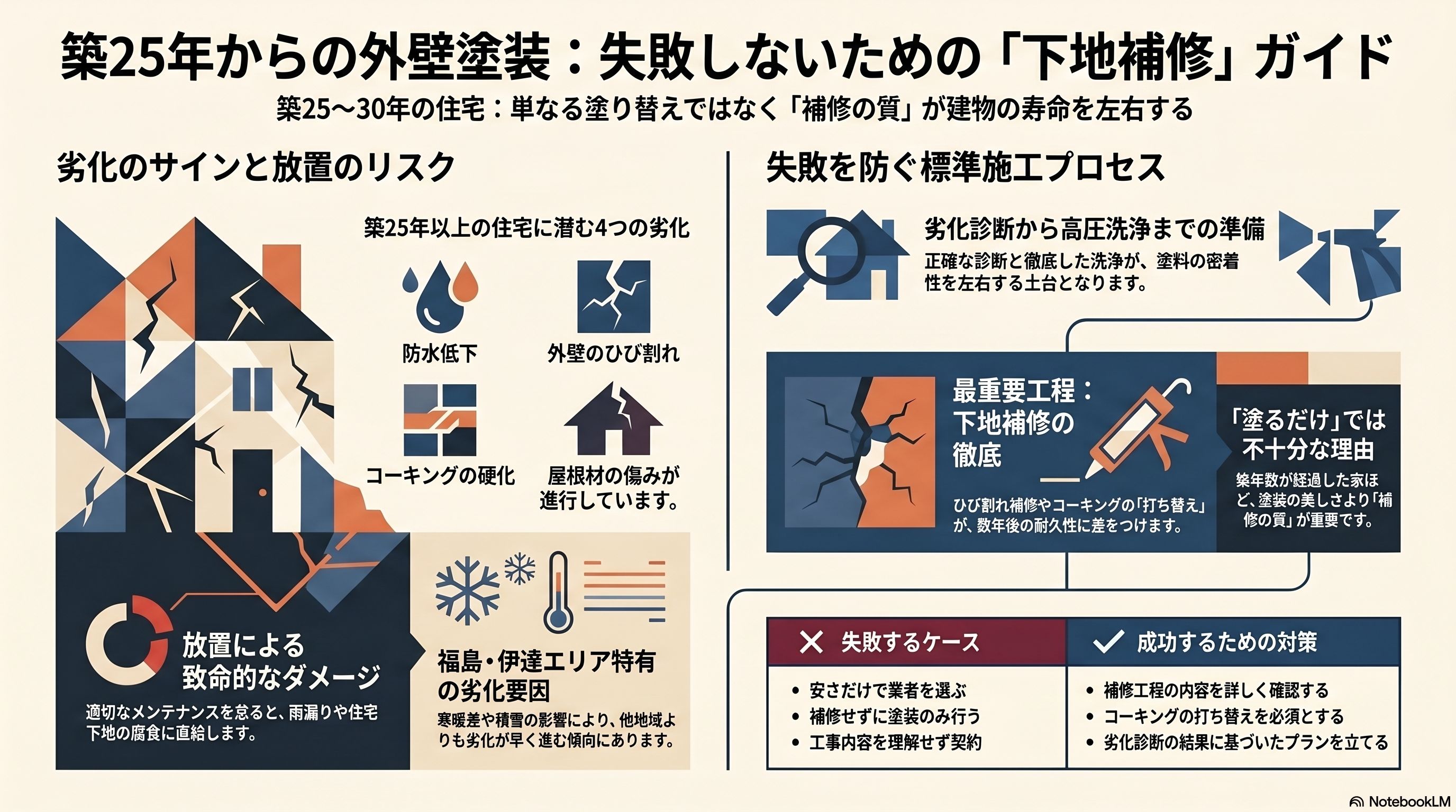 🏠築25年〜30年で初めての外壁・屋根塗装！失敗しないための工事の流れと補修工程をプロが解説｜福島市・伊達市 株式会社美建✨ 02