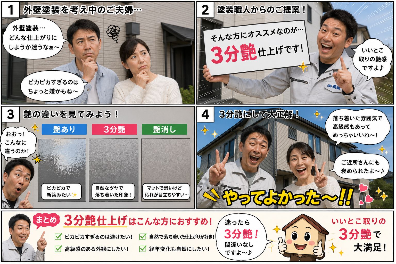 【外壁塗装で人気急上昇中!】3分艶仕上げとは?自然な高級感が人気です🏠✨|福島市・伊達市 株式会社美建 02