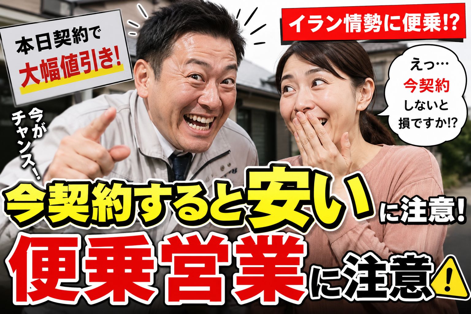 「今契約すると安い」に注意！イラン情勢に便乗した営業に注意⚠️｜【福島市・伊達市の外壁塗装】株式会社美建