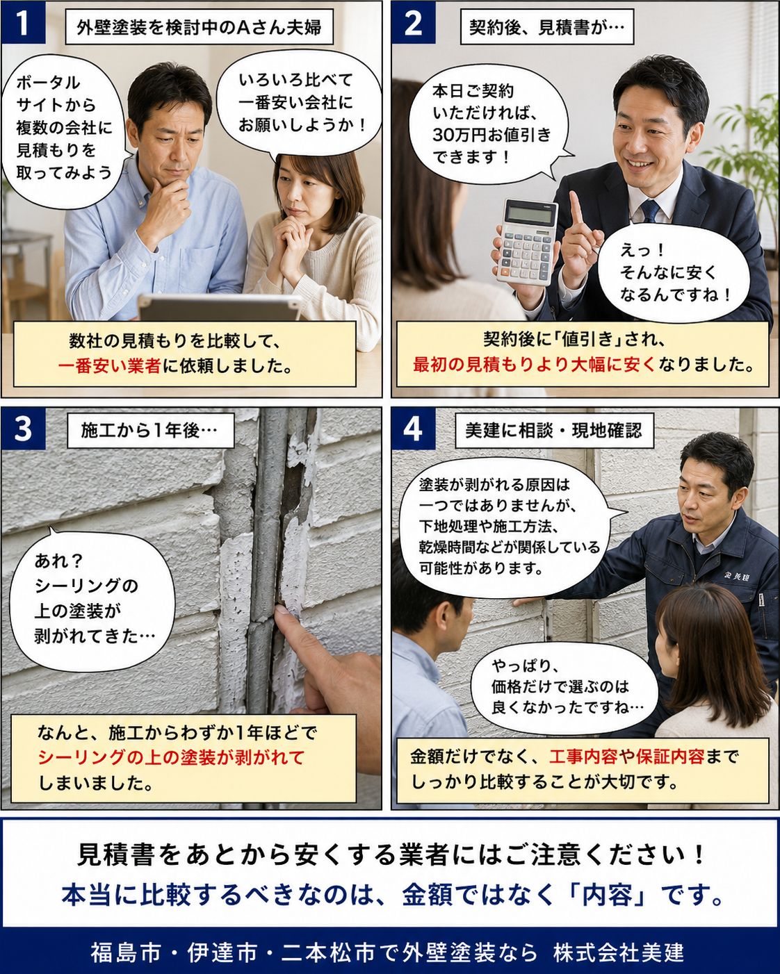 🚨見積書をあとから安くする業者にご注意ください!本当に比較するべきなのは金額ではありません。【福島市・伊達市・二本松市|株式会社美建】 02