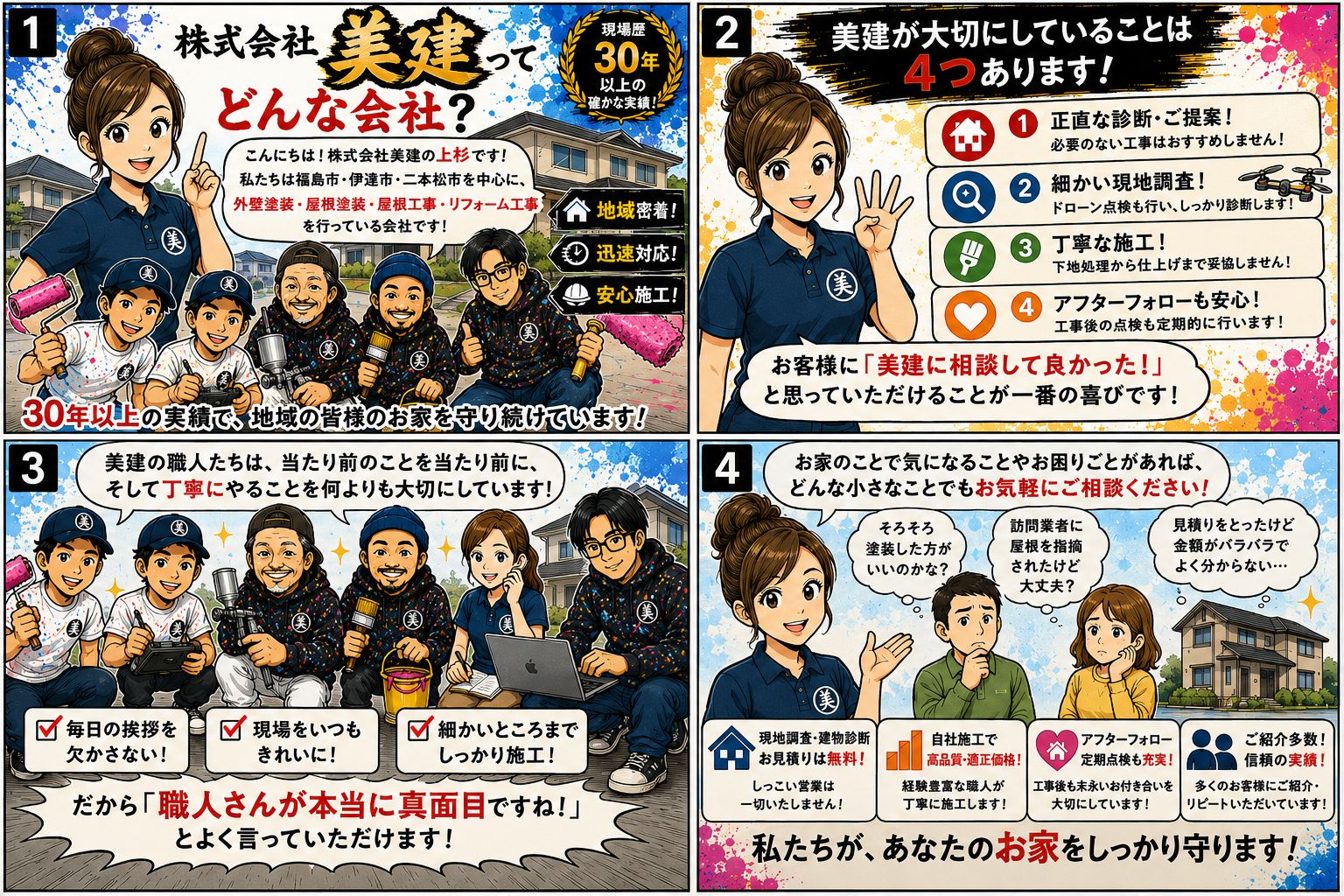 🏠株式会社美建とは?30年以上地域に寄り添い続ける塗装会社です!【福島市・伊達市・伊達郡・二本松市|外壁塗装・屋根塗装】 02