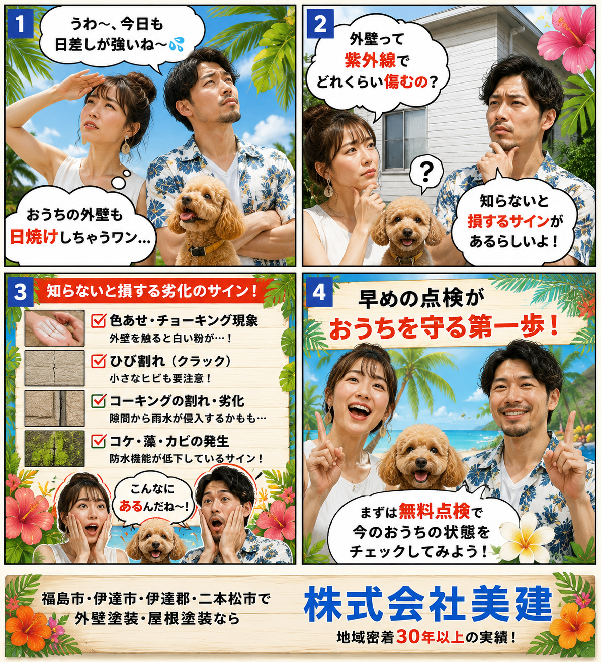 🏠🌞夏の強い紫外線で外壁はどれくらい傷む?知らないと損する劣化のサイン【福島市・伊達市・伊達郡・二本松市|株式会社美建】 02