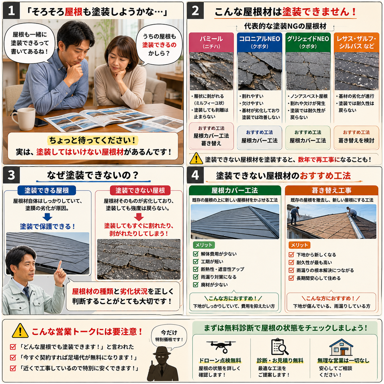 🚫塗装できない屋根材一覧！あなたの家は大丈夫？知らずに塗装すると後悔する屋根材を解説【福島市・伊達市・伊達郡・二本松市｜株式会社美建】 02