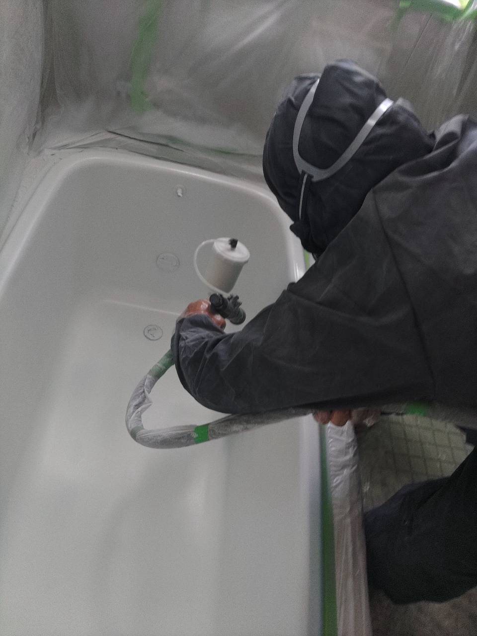 🛁【二本松市O様邸】浴槽塗装・浴室ガラス交換工事が完了！カラーステンレス浴槽の塗膜剥がれを再塗装【福島市・伊達市・伊達郡・二本松市｜株式会社美建】 05
