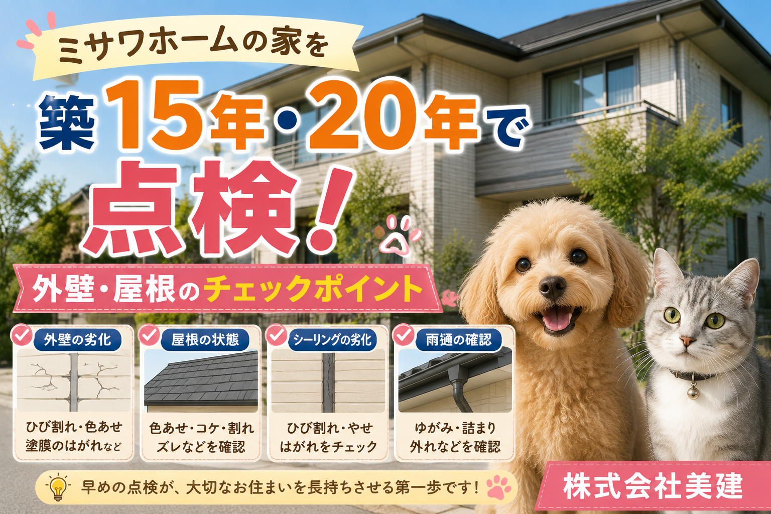 🏠 ミサワホームの家を築15年・20年で点検！外壁・屋根のチェックポイント【福島市・伊達市・伊達郡・二本松市｜株式会社美建】