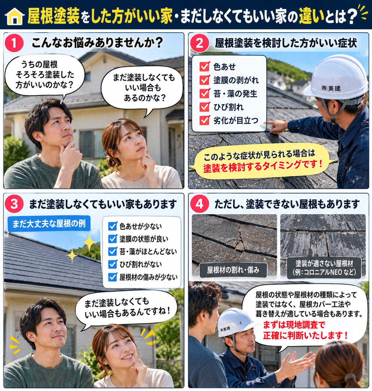 🏠屋根塗装をした方がいい家・まだしなくてもいい家の違いとは?プロが判断ポイントを解説【福島市・伊達市・伊達郡・二本松市】 02