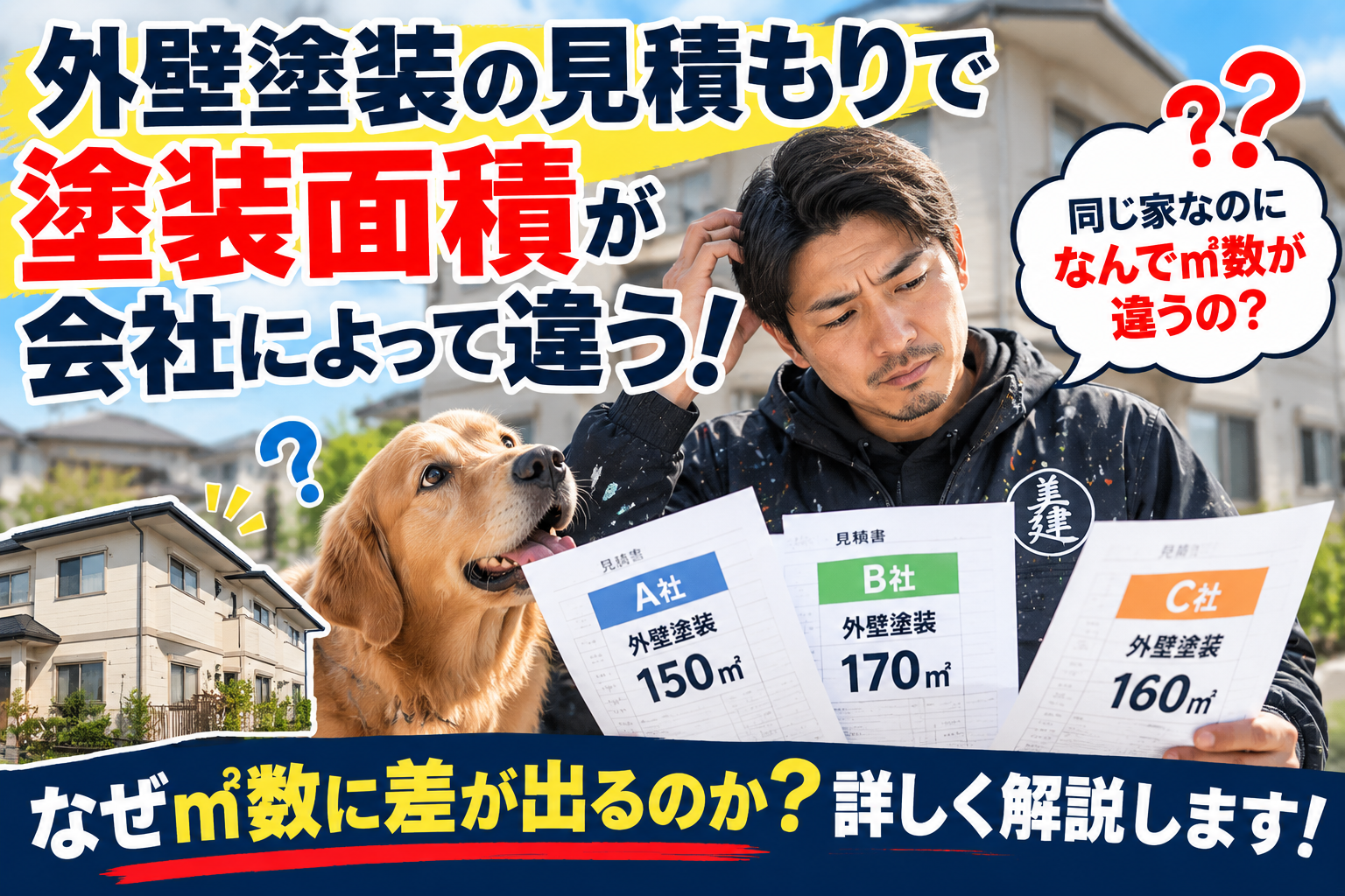 🏠外壁塗装の見積もりで塗装面積が会社によって違う!なぜ㎡数に差が出る?【福島市・伊達市・伊達郡・二本松市】