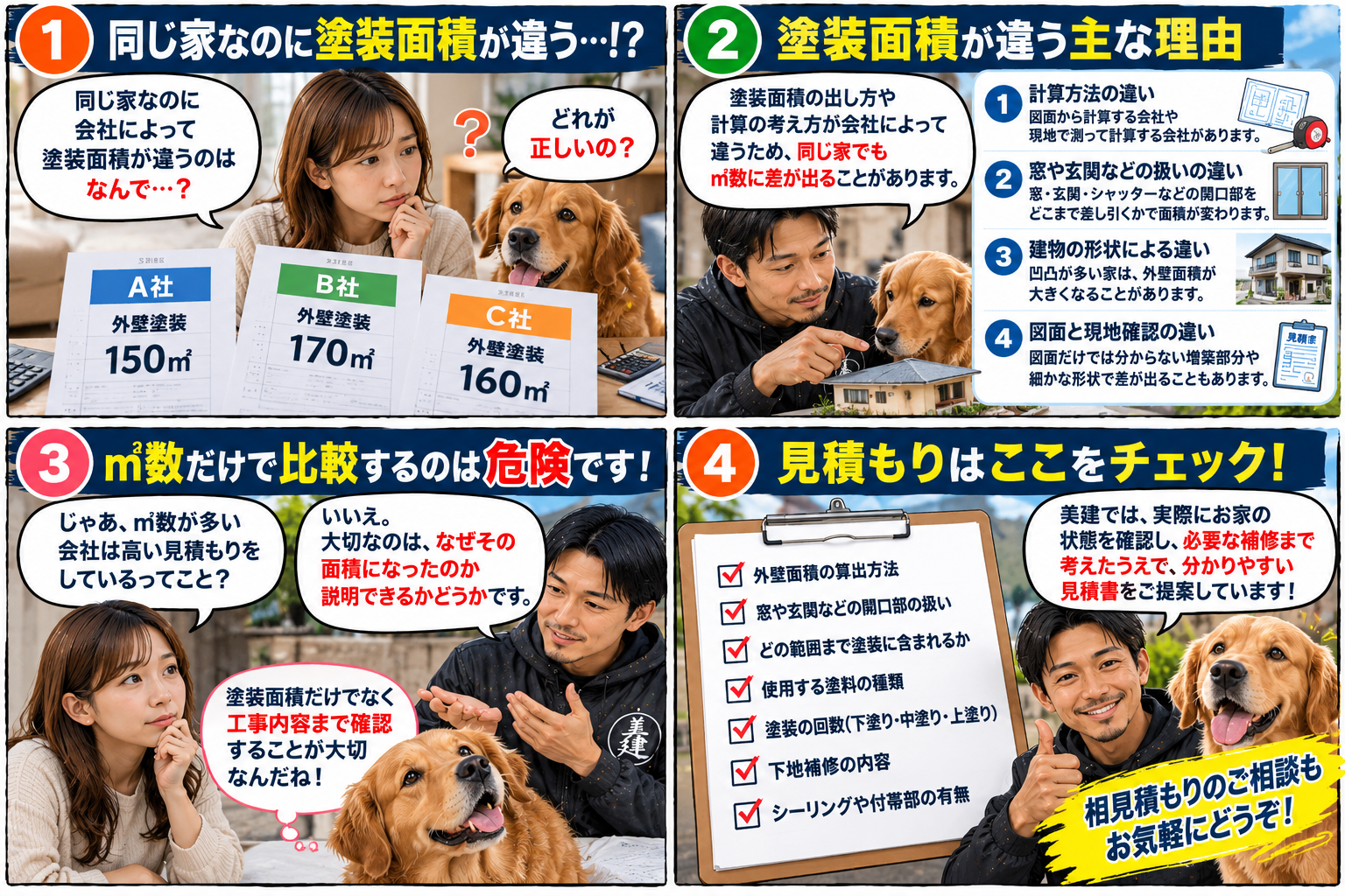 🏠外壁塗装の見積もりで塗装面積が会社によって違う!なぜ㎡数に差が出る?【福島市・伊達市・伊達郡・二本松市】 02