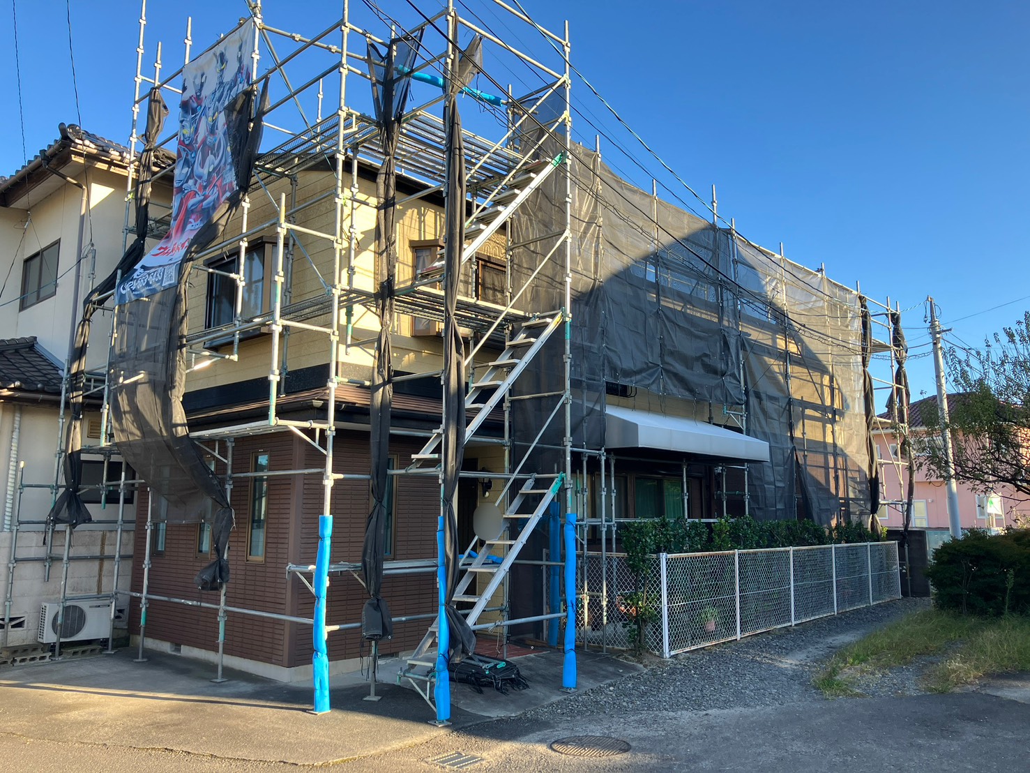 🏠【福島市I様邸】屋根・外壁塗装工事を開始しました!【福島市・伊達市・伊達郡・二本松市】
